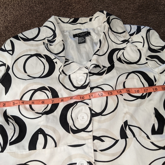 SANDRO Designer Abstract Circle Print Blazer W/ 3 Buttons No Belt Sz L - Picture 9 of 9